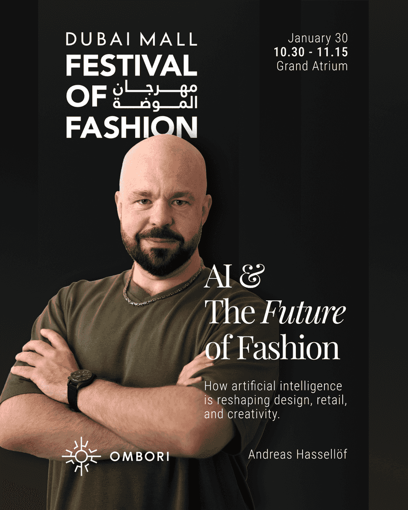 Andreas Hassellöf speaks about "AI and the future of fashion" at the Dubai Mall Festival of Fashion