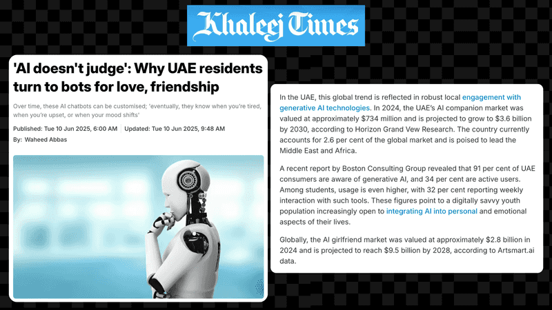 'AI doesn't judge': Why UAE residents turn to bots for love, friendship